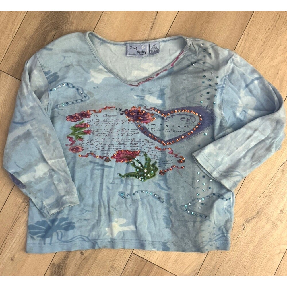 Jane Ashley Petite Womens Sz L  Beaded  Y2k Fairy Whimsigoth Boho Dreamy Heart